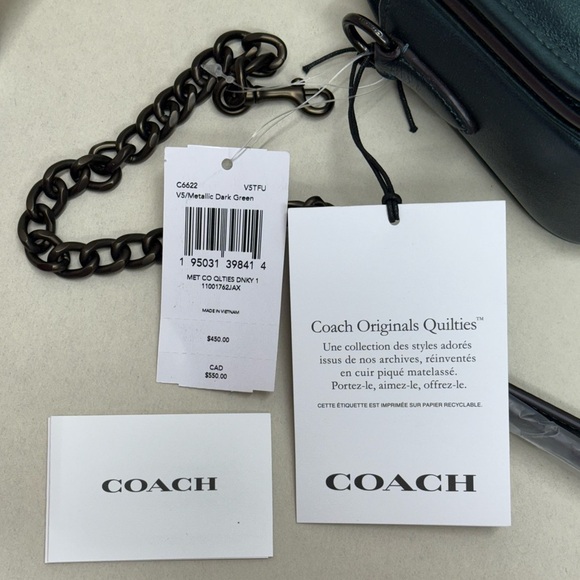 (new+tag) Coach Originals Quilties Dinkey Metallic Green Crossbody Bag - Picture 7 of 13